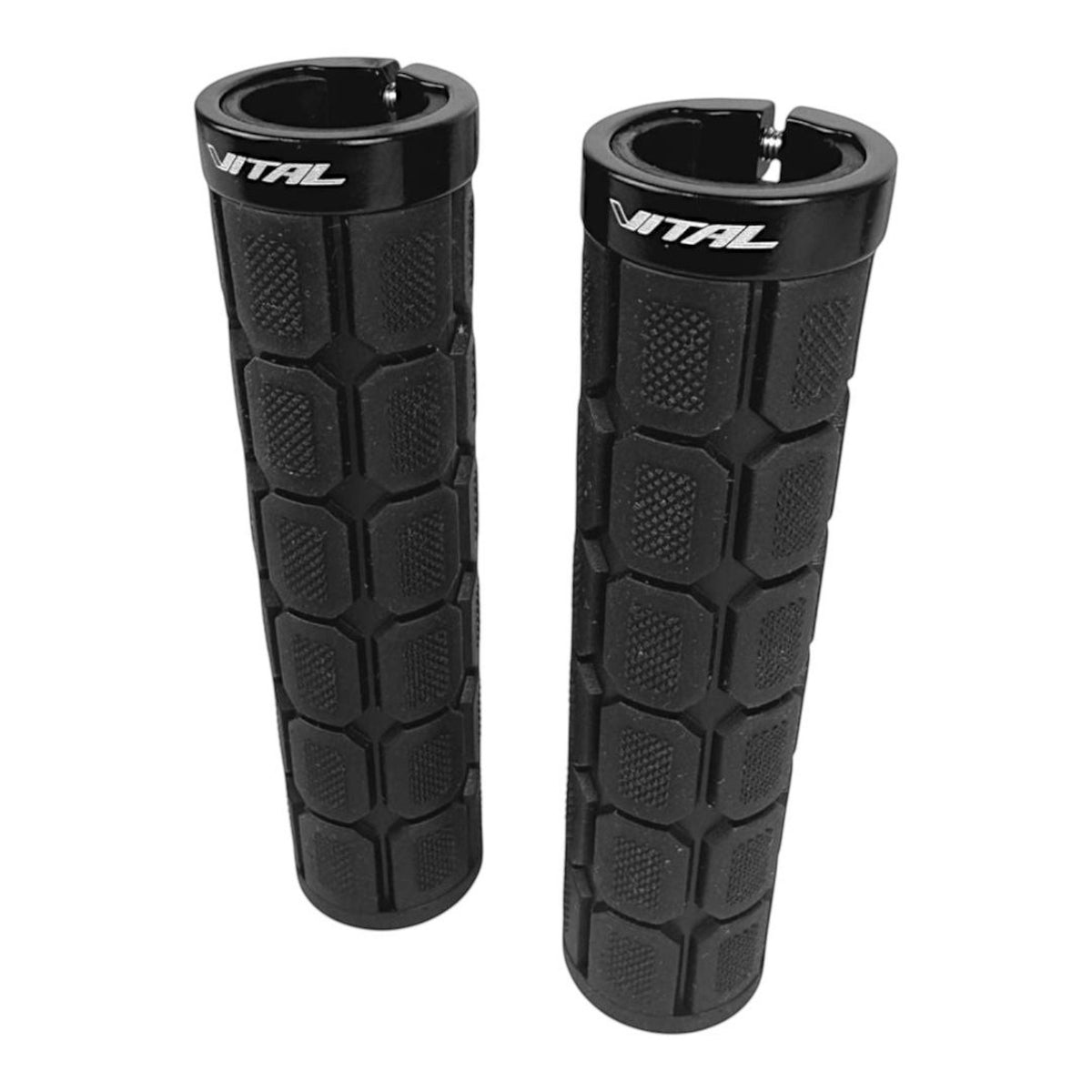 Puños Bicicleta Mtb Cuadrado Vital Puño Lock-on Aro Aluminio negro