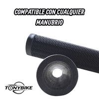 Puños de manubrio TONYBIKESGDL negros con textura antideslizante en espiga para bicicleta y tapones de extremo