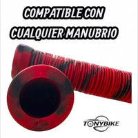 Puños para manubrio TONYBIKESGDL en color rojo y negro con diseño estriado antideslizante para bicicleta o scooter
