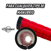 Puños para manubrio TONYBIKESGDL rojos con textura hexagonal ergonómica y tapones negros para bicicleta