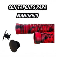 Puños TONYBIKESGDL rojos y negros con patrón estriado antideslizante y tapones para manubrio de bicicleta