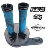 Puños de manillar Hunter TONYBIKESGDL para bicicleta de montaña en color azul y negro con textura antideslizante