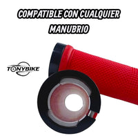 Puños TONYBIKESGDL para bicicleta de montaña en color rojo con sistema de bloqueo y textura antideslizante