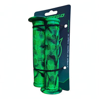 Puños de silicona TONYBIKESGDL verde neón con patrón geométrico negro para manubrio de bicicleta de montaña