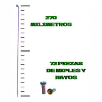 Set de 72 radios y niples TONYBIKESGDL de 270 mm con acabado iridiscente arcoíris para ruedas de bicicleta