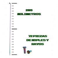 Set de 72 radios y niples TONYBIKESGDL de 285 mm con acabado iridiscente arcoíris para ruedas de bicicleta