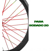 Set de radios rojos de 188mm para bicicleta TONYBIKESGDL, ideales para rodado 20 con acabado resistente a la corrosión.