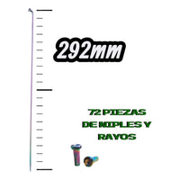 Juego de 72 radios y niples TONYBIKESGDL de 292mm con acabado tornasol iridiscente para ruedas de bicicleta