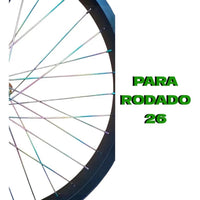 Radios TONYBIKESGDL RAYO TORNASO iridiscentes para bicicleta rodado 26 con acabado arcoíris brillante