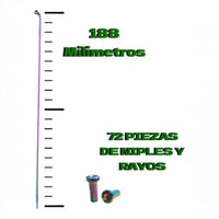 Set de 72 rayos y niples TONYBIKESGDL de 188 mm con acabado tornasol para bicicleta rodado 20