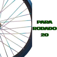 Juego de 72 rayos y niples TONYBIKESGDL con acabado tornasol para bicicleta rodado 20 de 188 mm