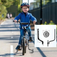 Niño montando bicicleta con ruedines TONYBIKESGDL de metal con luces LED para mayor estabilidad y seguridad infantil
