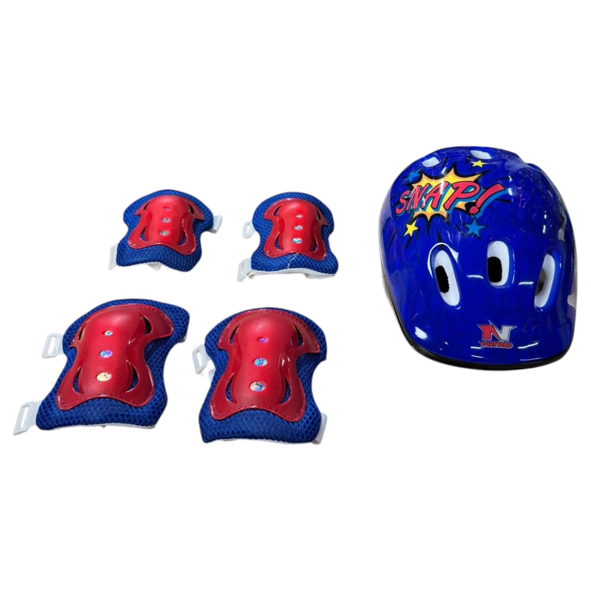 SET DE CASCO Y PROTECCIONES INFANTILES PARA BICICLETA AZUL