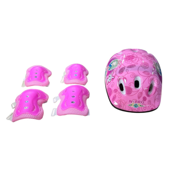 SET DE CASCO Y PROTECCIONES INFANTILES PARA BICICLETA ROSA