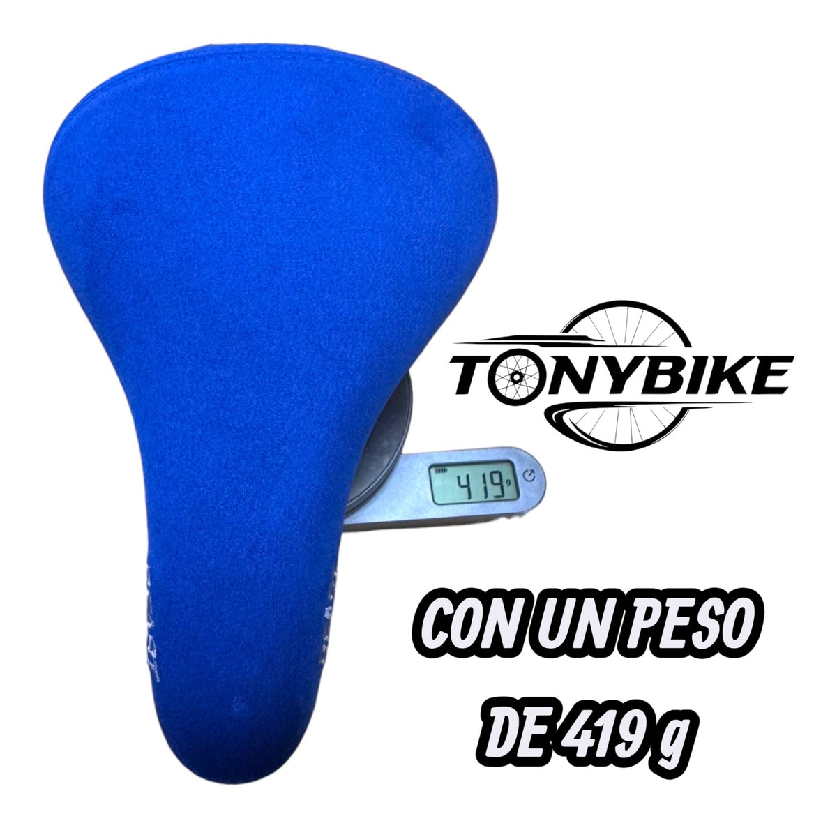 Sillín TONYBIKESGDL azul eléctrico de ante para bicicleta BMX con diseño ergonómico y peso de 419 gramos