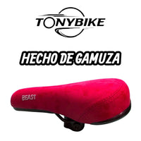 Sillín de bicicleta TONYBIKESGDL color rojo vibrante con acabado de gamuza y diseño ergonómico para montaña