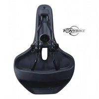 Sillín de bicicleta TONYBIKESGDL negro mate con diseño ergonómico, canal antiprostático y estructura resistente.
