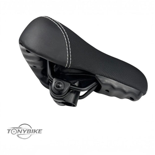 Sillín ergonómico negro TONYBIKESGDL con textura antideslizante y costuras blancas reforzadas para bicicleta