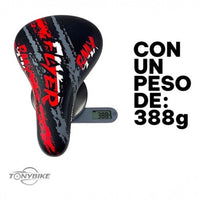 Sillín deportivo TONYBIKESGDL para BMX en color negro, rojo y gris con diseño ergonómico y peso de 388 gramos