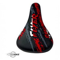 Sillín deportivo TONYBIKESGDL para bicicleta BMX con diseño gráfico en negro, rojo y gris, ligero y resistente.