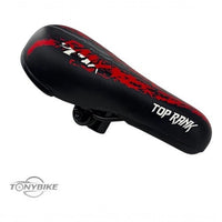 Sillín deportivo TONYBIKESGDL para BMX en color negro con detalles rojos y grises, diseño ergonómico y resistente.