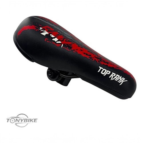 Sillín deportivo TONYBIKESGDL para BMX en color negro con detalles rojos y grises, diseño ergonómico y resistente.