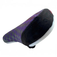 Sillín TONYBIKESGDL para bicicleta BMX o montaña en color morado con patrón de cuadros y refuerzo trasero negro