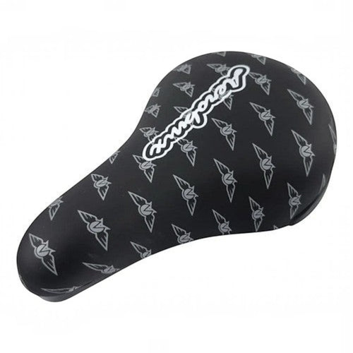 Sillín de bicicleta BMX Aeromix negro mate con patrón gráfico de TONYBIKESGDL, diseño ergonómico y ligero.