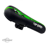 Sillín TONYBIKESGDL para bicicleta BMX en color negro con gráficos verde neón y diseño ergonómico resistente