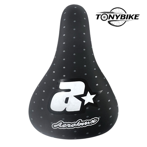 Sillín TONYBIKESGDL Aerobmx negro mate con patrón de puntos y logo para bicicleta BMX de alto rendimiento