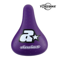 Sillín TONYBIKESGDL Aerobmx púrpura con patrón de puntos y logo blanco para bicicleta BMX
