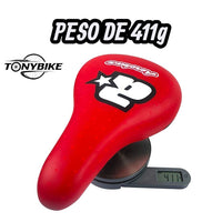 Sillín Aerobmx TONYBIKESGDL rojo con diseño de estrella, ergonómico y ligero para bicicletas freestyle y urbanas.