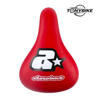 Sillín TONYBIKESGDL Aerobmx rojo para bicicleta con diseño gráfico de estrella y logo, ergonómico y resistente.