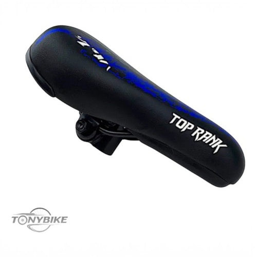 Sillín deportivo TONYBIKESGDL Top Rank Flyer negro con detalles en azul, diseño ergonómico y ligero para bicicleta.
