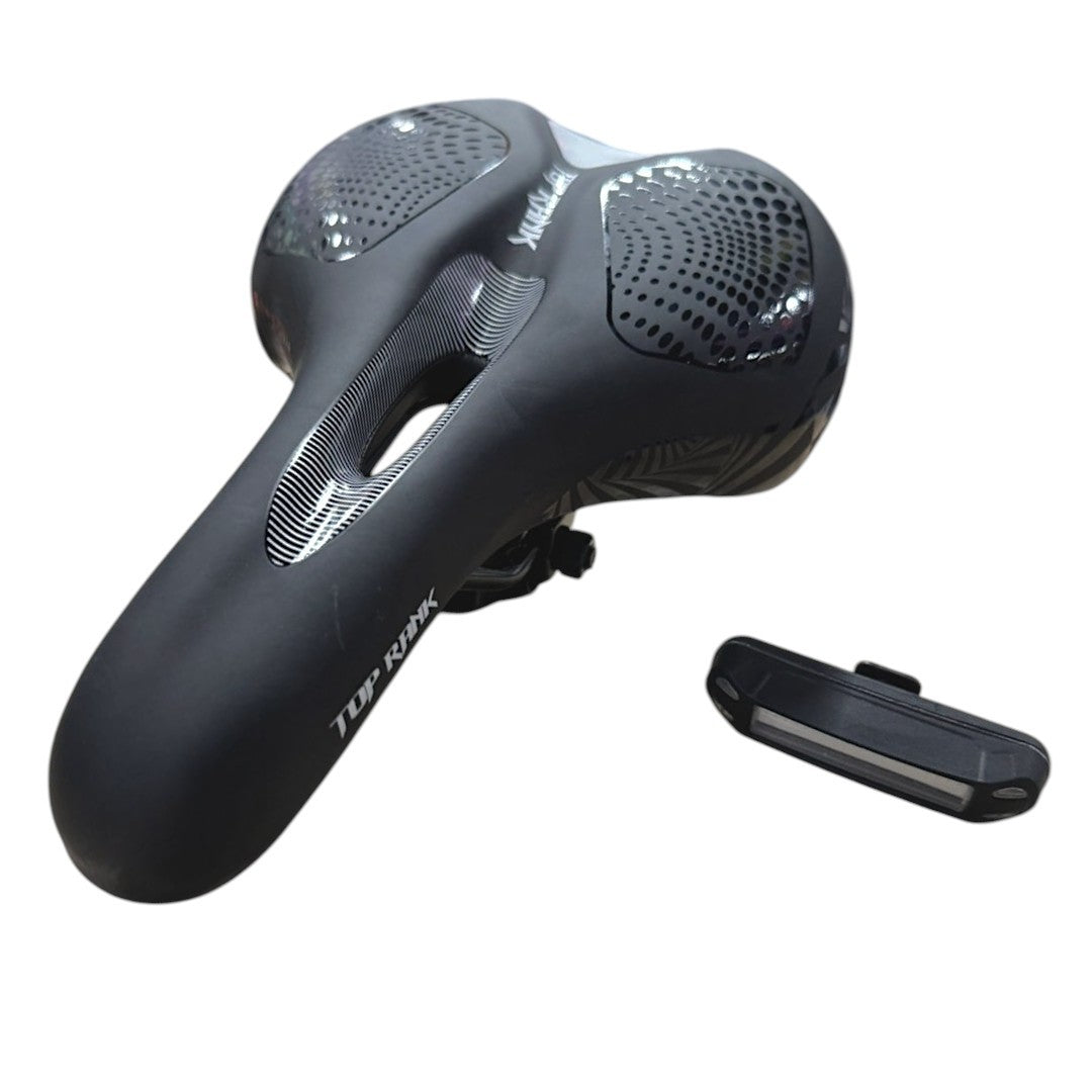 ASIENTO ANCHO ACOJINADO TOP RANK MOD.TR03 C/LUZ RECARGABLE USB GRIS NEGRO