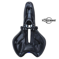 Sillín ergonómico TONYBIKESGDL negro con canal central de ventilación y acolchado de gel para mayor comodidad en bicicleta.