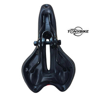 Sillín anatómico de gel TONYBIKESGDL en color negro con canal central de alivio para bicicletas de montaña y ruta