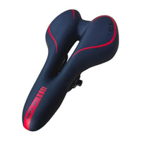Sillín ergonómico de gel TONYBIKESGDL en color negro con detalles rojos y canal central para mayor comodidad en ciclismo