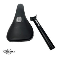 Sillín Marvo negro con sistema pivotal y poste para bicicleta TONYBIKESGDL, diseño ergonómico ligero y resistente.