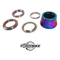 Tapa de dirección TONYBIKESGDL para bicicleta con acabado tornasol iridiscente y grabado de felino con rodamientos