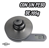 Juego de tazas de dirección TONYBIKESGDL Summit con baleros sellados, pesando 105 gramos en báscula digital.