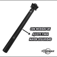 Tija de sillín TONYBIKESGDL de aluminio negro mate con marcas de ajuste y cabeza ajustable para bicicleta