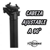 Tija de sillín TONYBIKESGDL de aluminio negro mate con cabeza ajustable a 90 grados para bicicleta