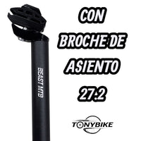 Tija de sillín TONYBIKESGDL de aluminio negro mate para bicicleta de montaña con sistema de ajuste de 27.2 mm
