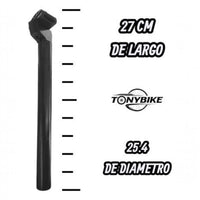 Tija de sillín negra TONYBIKESGDL de 27 cm de largo y 25.4 mm de diámetro para bicicletas con sistema de broche