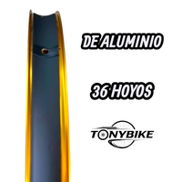 PAR DE RIN 26" ALUMINIO “SUMMIT” 36H MODELO “REBEL” 2.40 ANCHO ANONIZADO C/ CORBATA DORADO